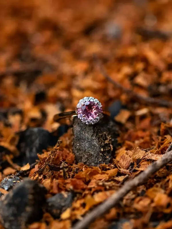 view of a purple tanzanite ring